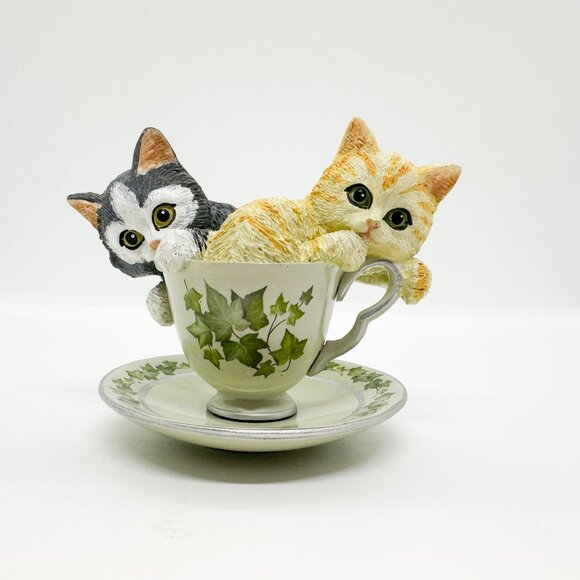 Hamilton Collection Purr-fectly Tea-lightful Cats Teacup Orange Ivy Tuxedo - Picture 1 of 6
